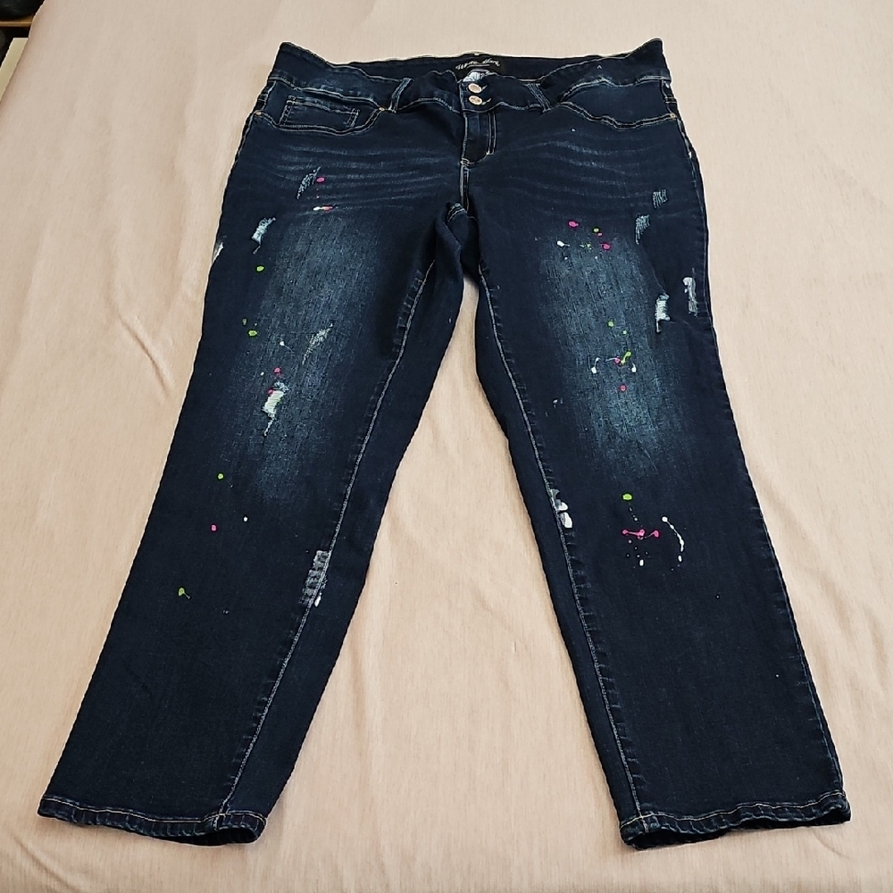 White Mark Women's Distressed Dark Blue Jeans
